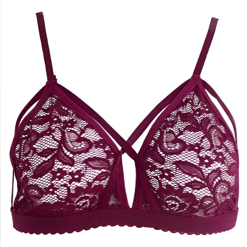 Bourgogne Bralette en dentelle avec des bretelles décoratives