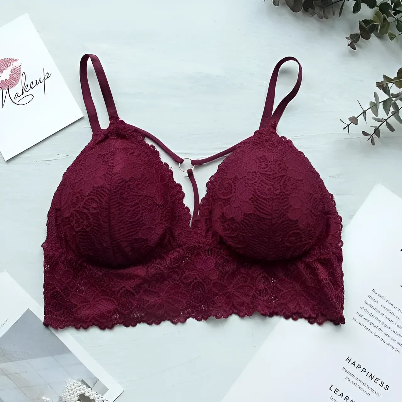 Bourgogne Brassière en dentelle avec bretelles