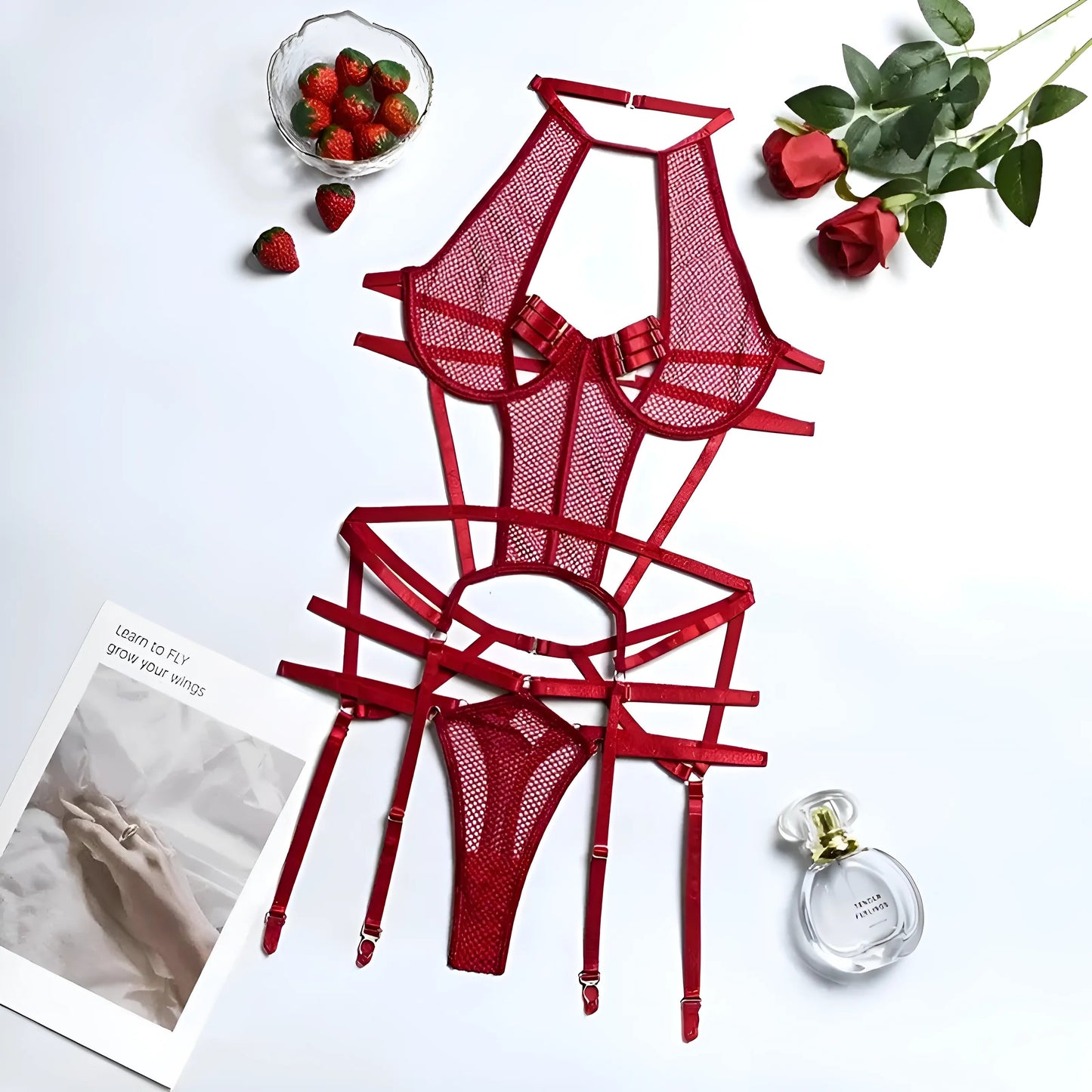 Bourgogne Ensemble de lingerie deux pièces avec bretelles