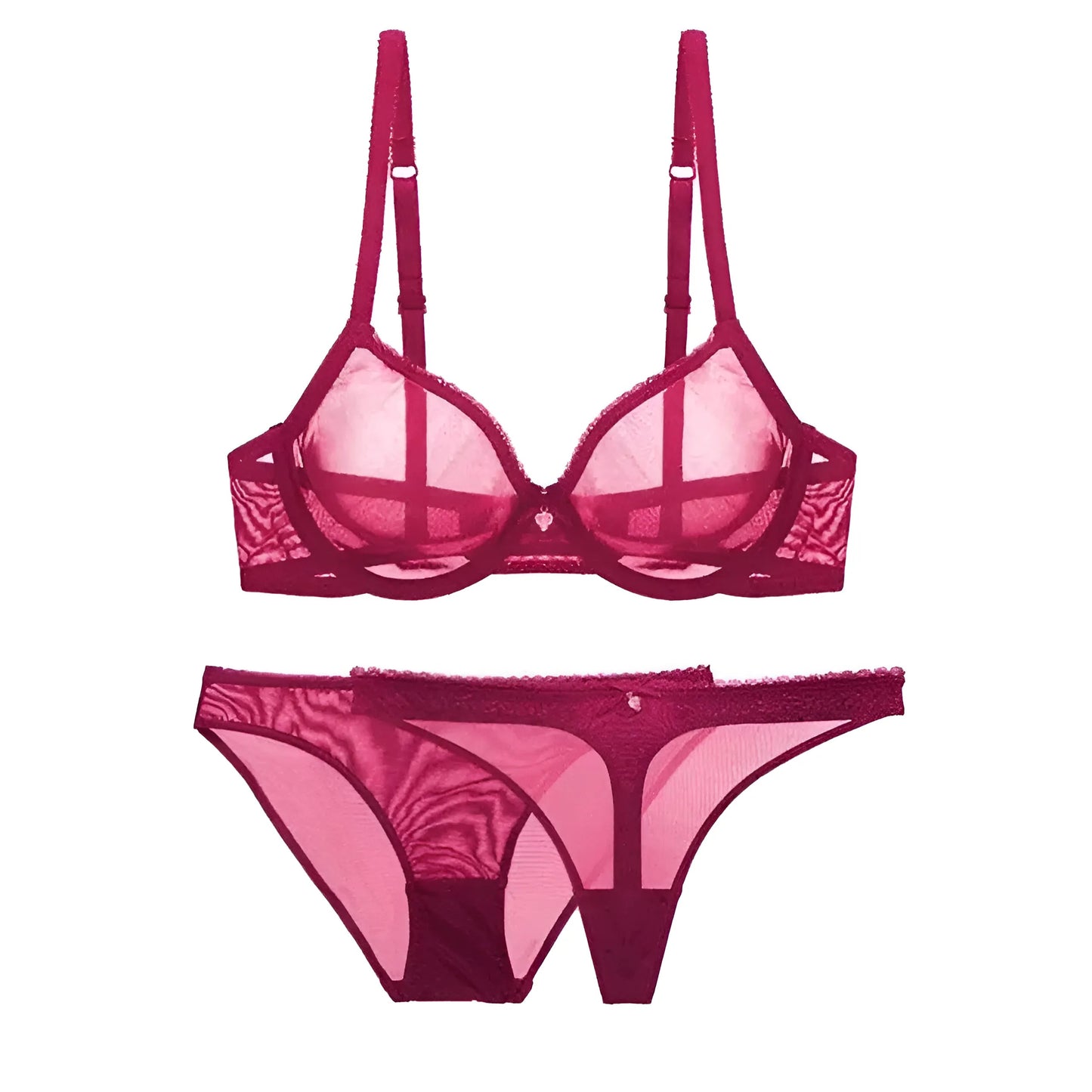 Bourgogne Ensemble de lingerie en dentelle transparente