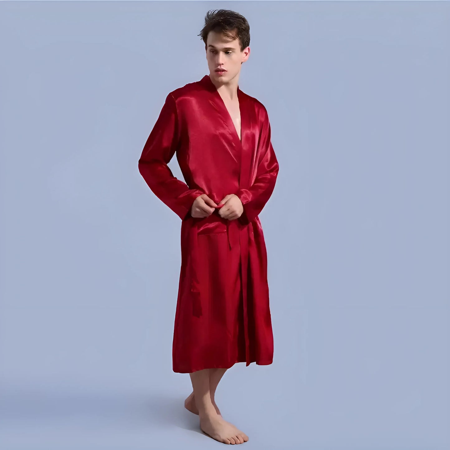 Bourgogne Robe en satin pour hommes