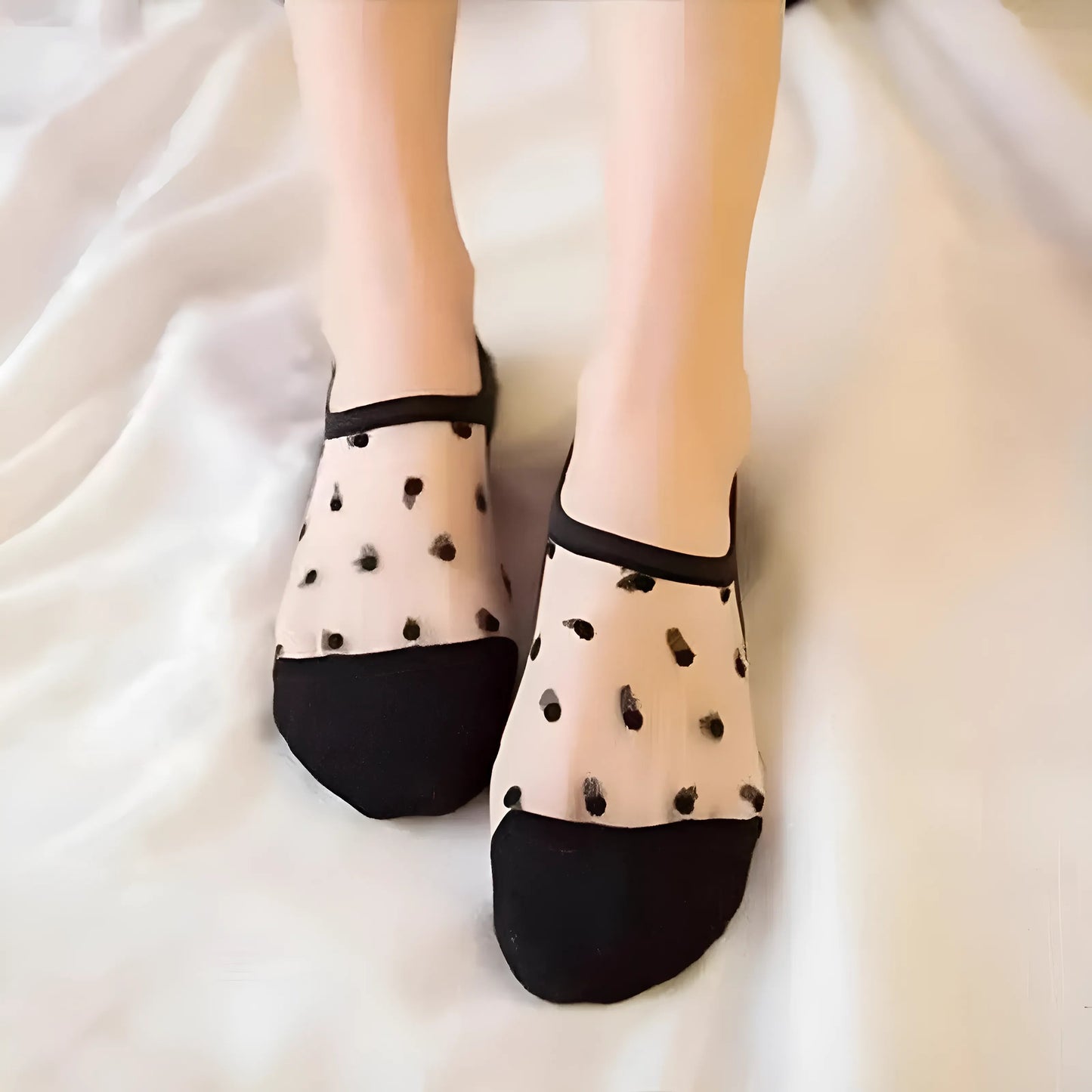 Chaussettes de cheville avec insert transparent