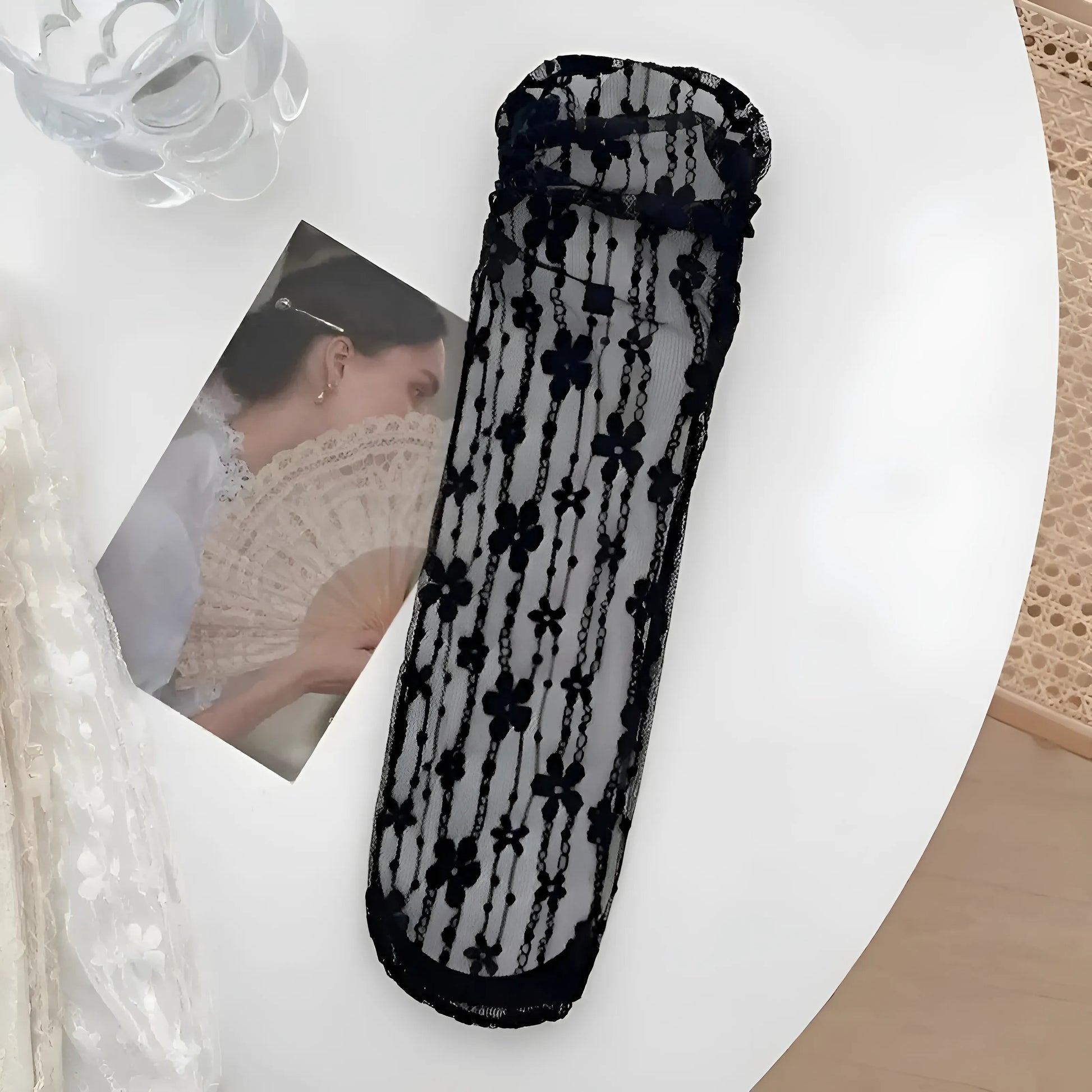 Chaussettes en dentelle florale