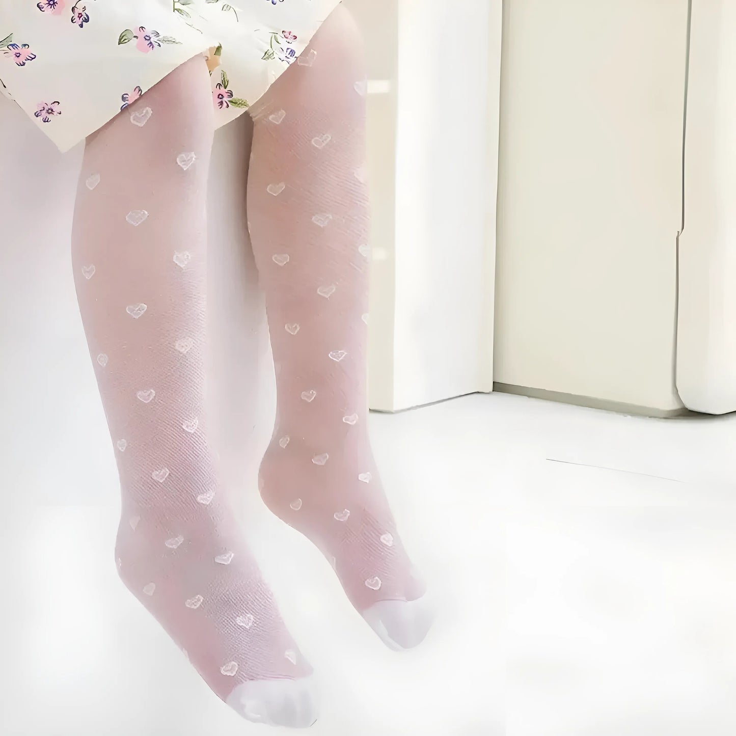 Collants fins à motif de cœur