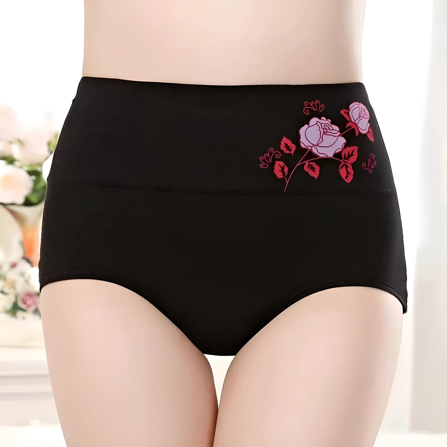 Culottes taille haute avec rose décorative