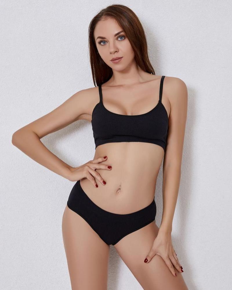 Ensemble de lingerie confortable en tissu côtelé