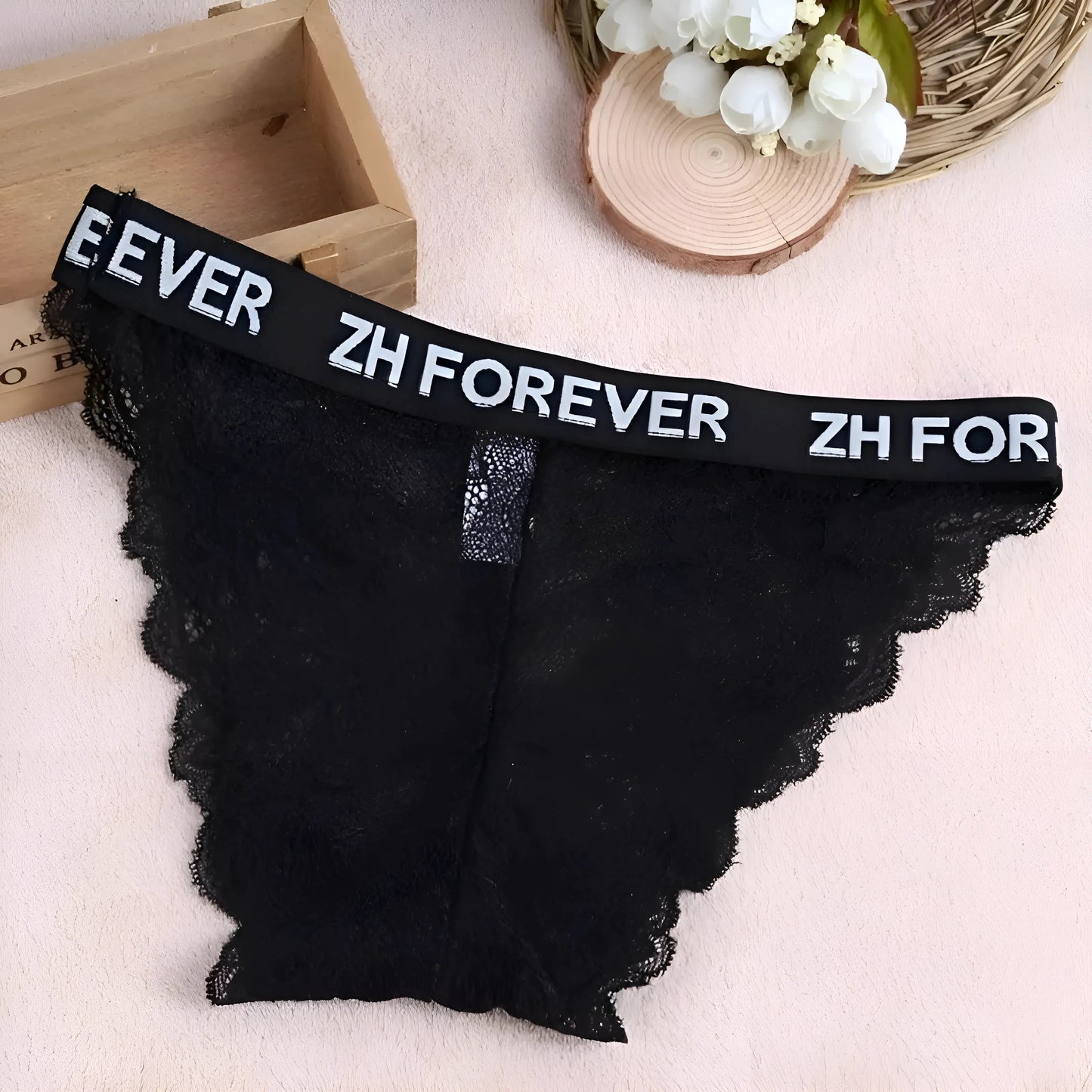 Ensemble de lingerie en dentelle avec bande élastique
