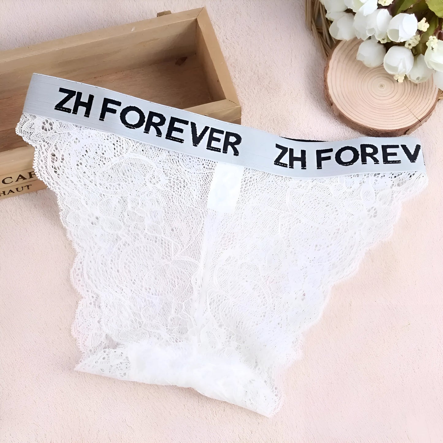 Ensemble de lingerie en dentelle avec bande élastique