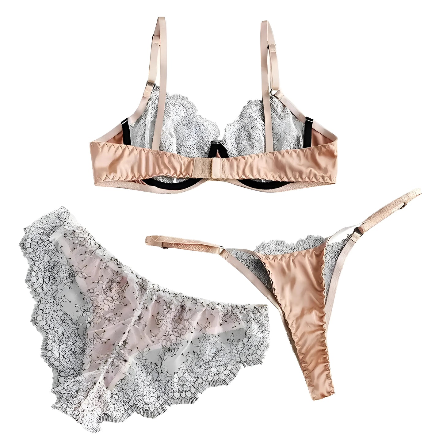 Ensemble de lingerie en dentelle avec deux styles de culottes