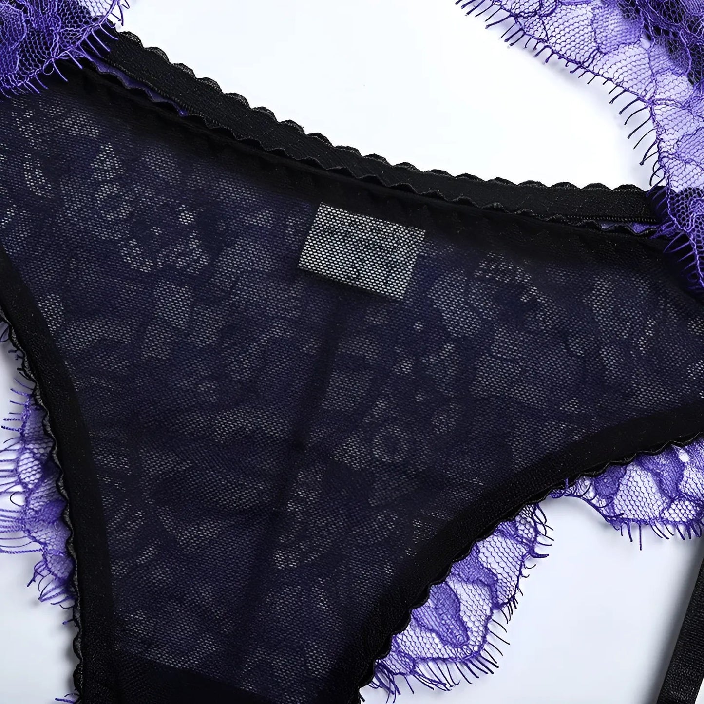 Ensemble de lingerie en dentelle bicolore 3 pièces