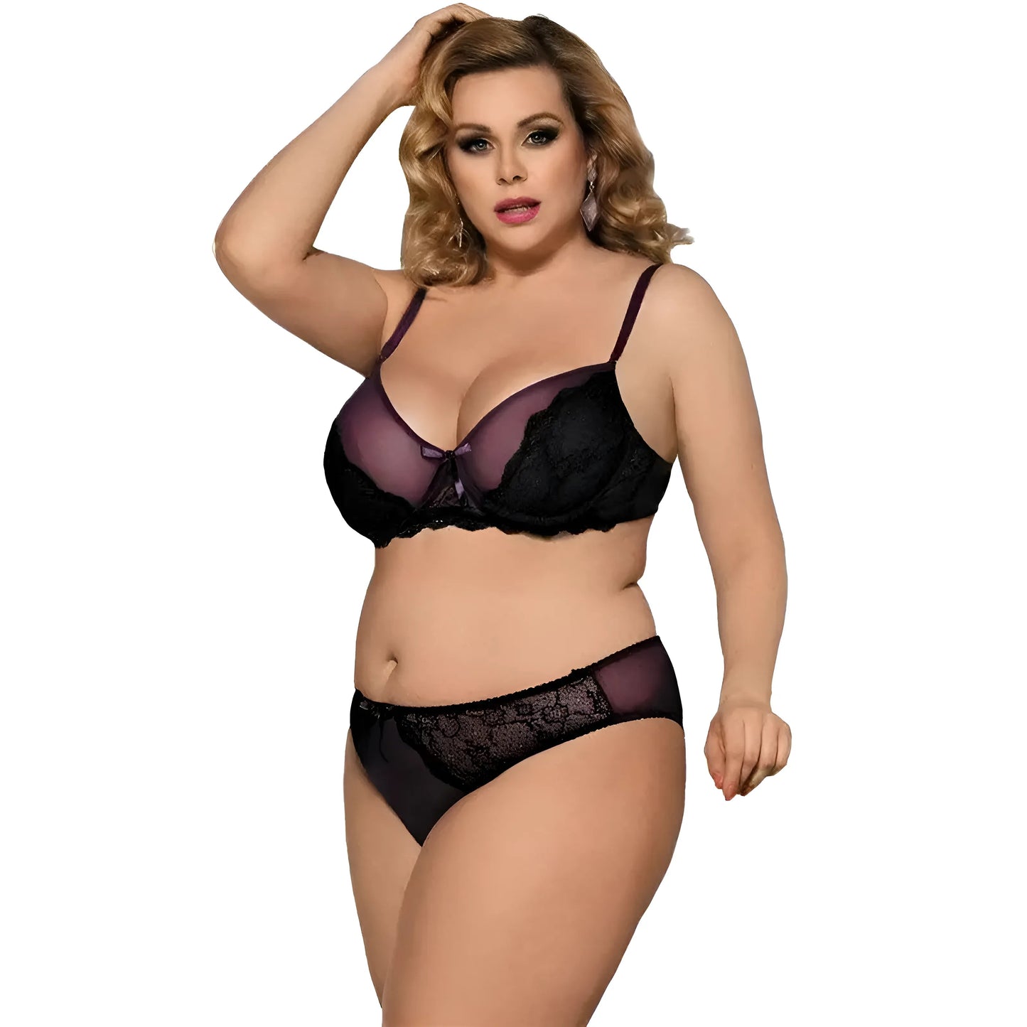 Ensemble de lingerie en dentelle grandes tailles