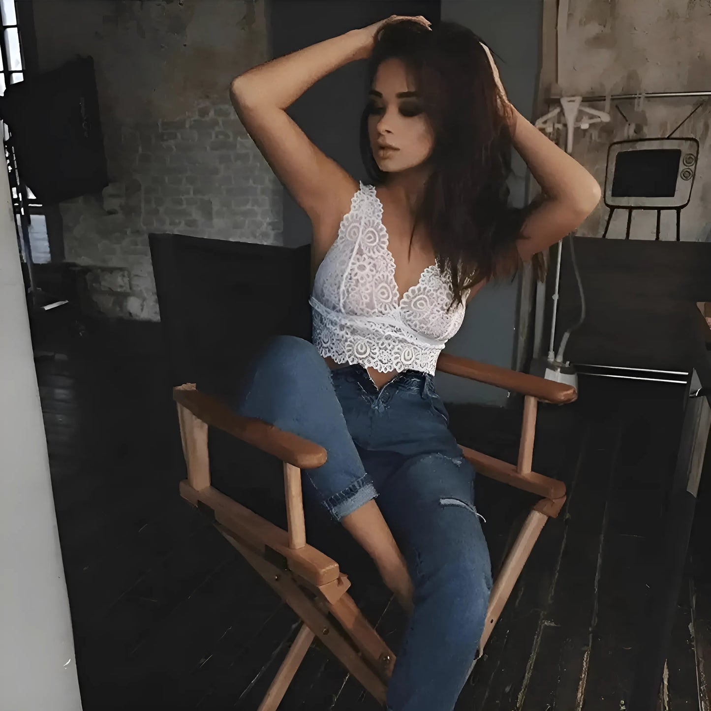 Ensemble de lingerie en dentelle taille haute