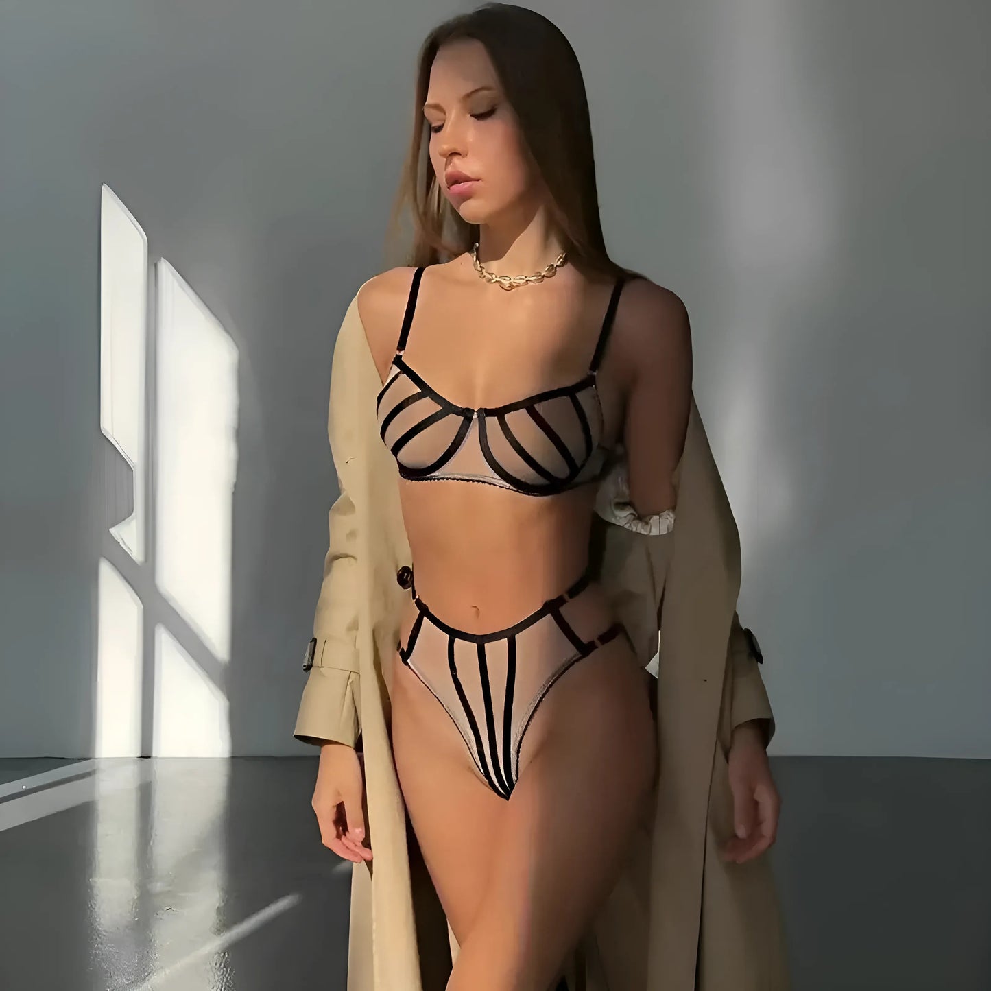 Ensemble de lingerie transparent