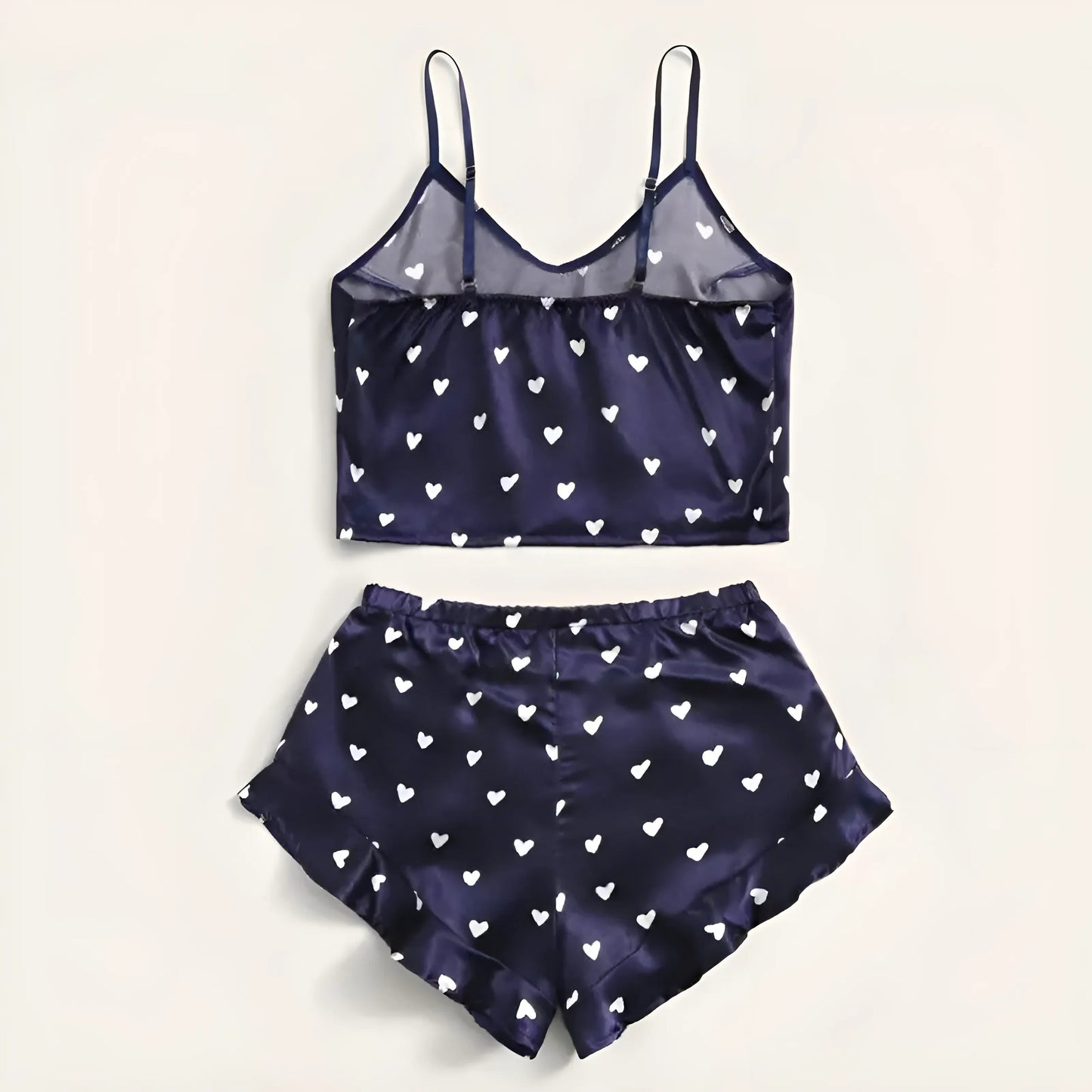 Ensemble de pyjama à imprimé cœur soyeux