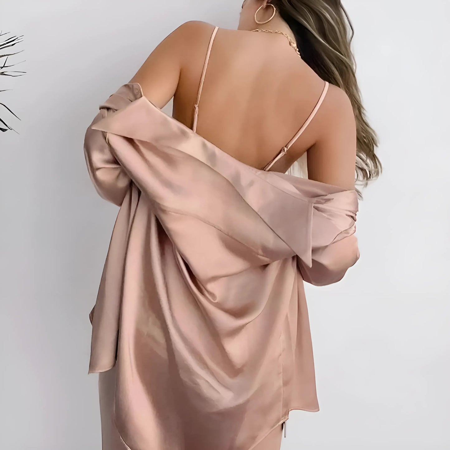 Ensemble de pyjama long en satin 3 pièces