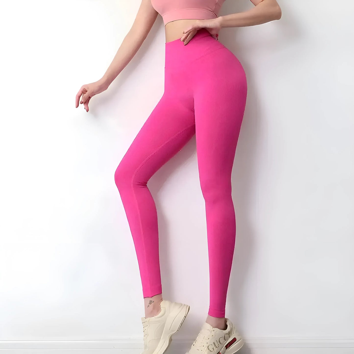 Fuchsia Leggings pour femmes taille haute classiques