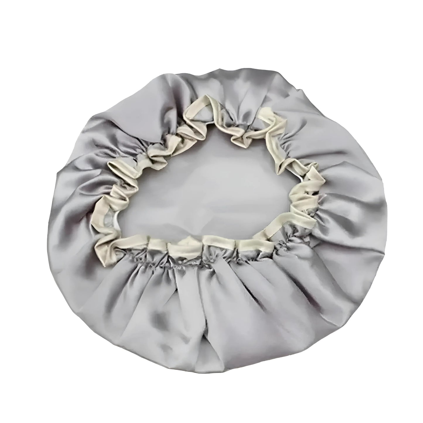 Gris Bonnet de douche en satin avec bande élastique