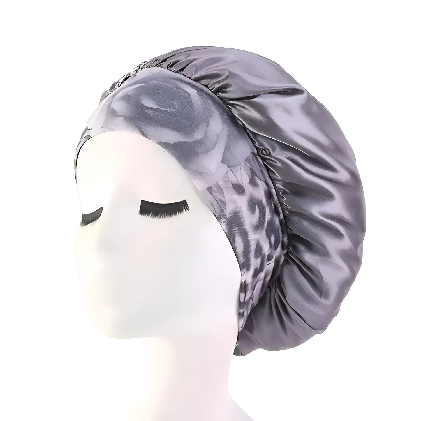 Gris Bonnet de sommeil en satin avec large bande élastique
