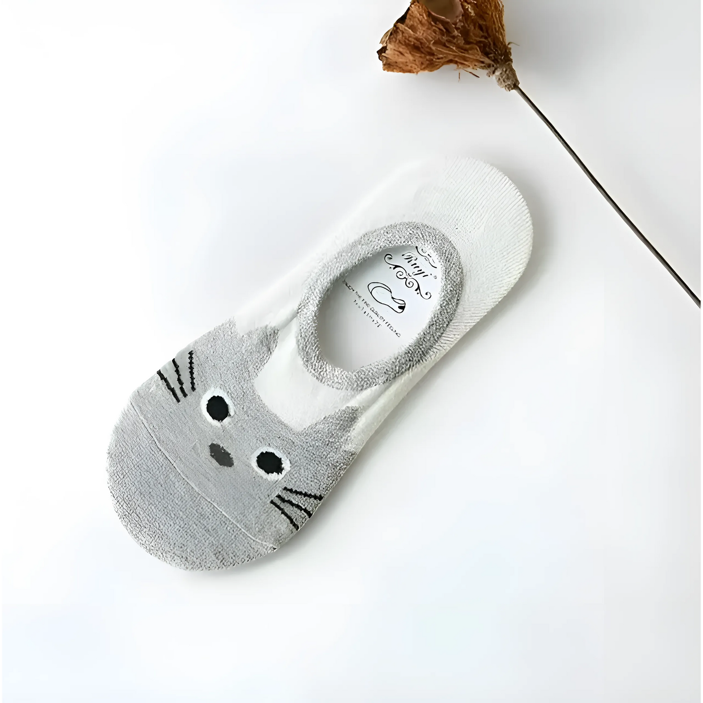 Gris Chaussettes de cheville à motif de chat