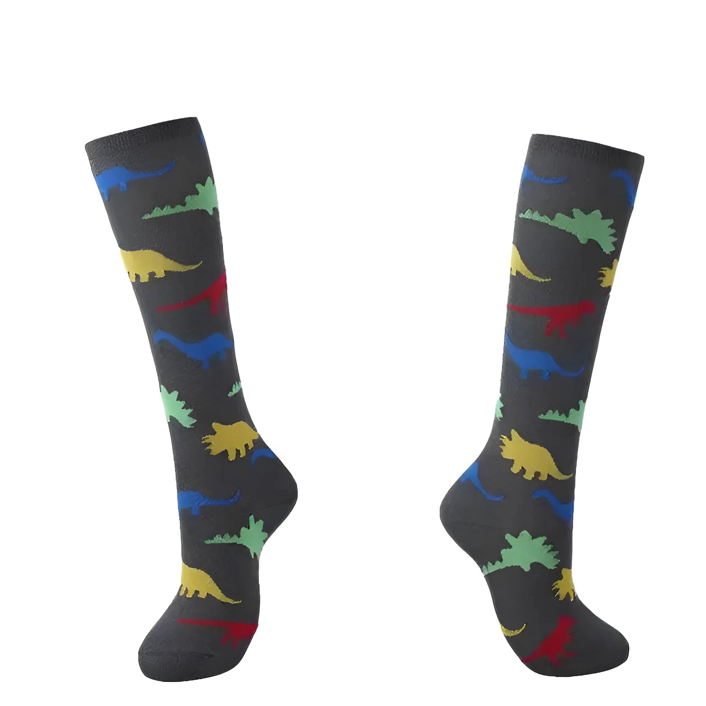 Gris Chaussettes longues à motifs colorés