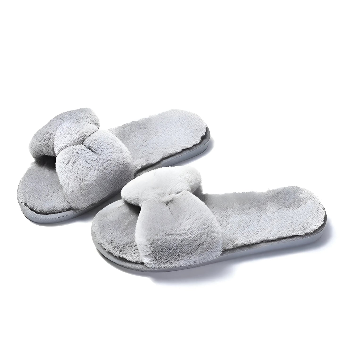 Gris Chaussons pour femmes avec nœud