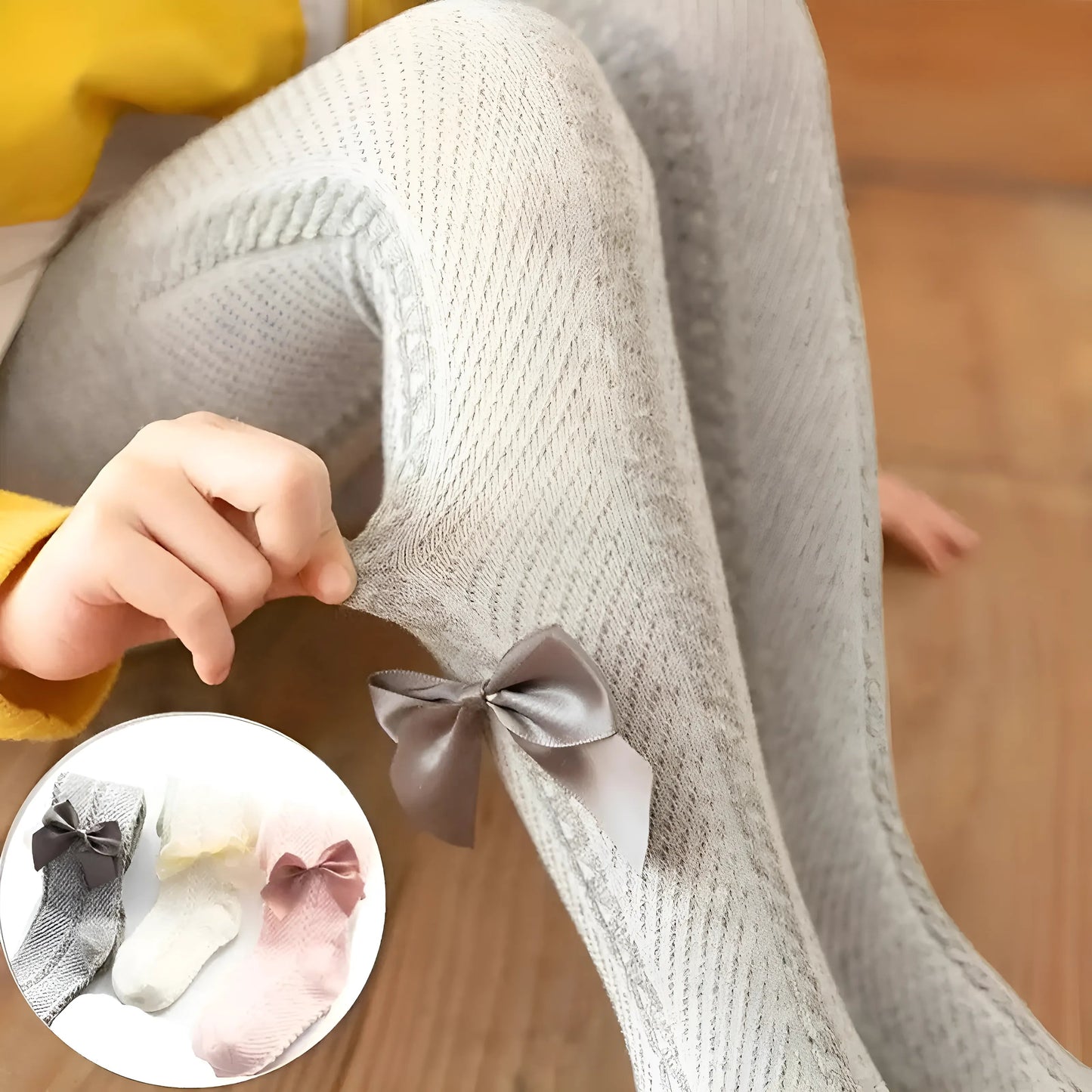 Gris Collants pour enfants avec détail de nœud