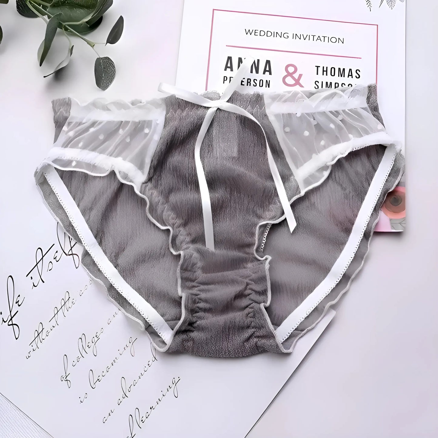 Gris Culottes en dentelle transparente