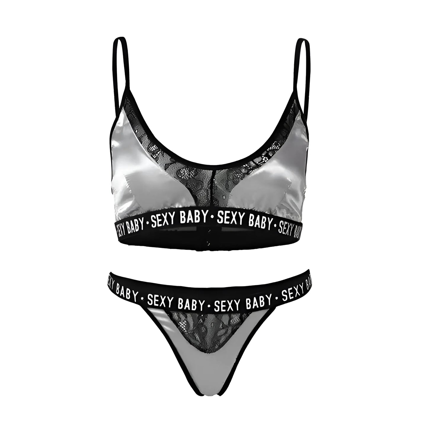 Gris Ensemble de lingerie en dentelle - BEBE SEXY