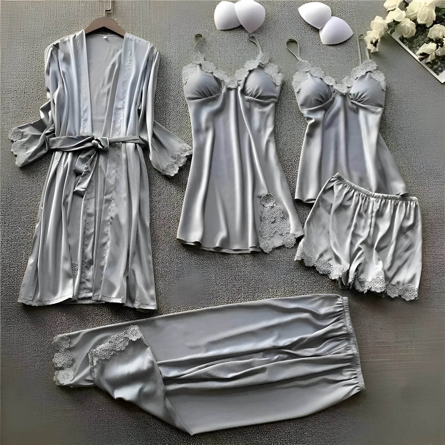 Gris Ensemble de sommeil cinq pièces