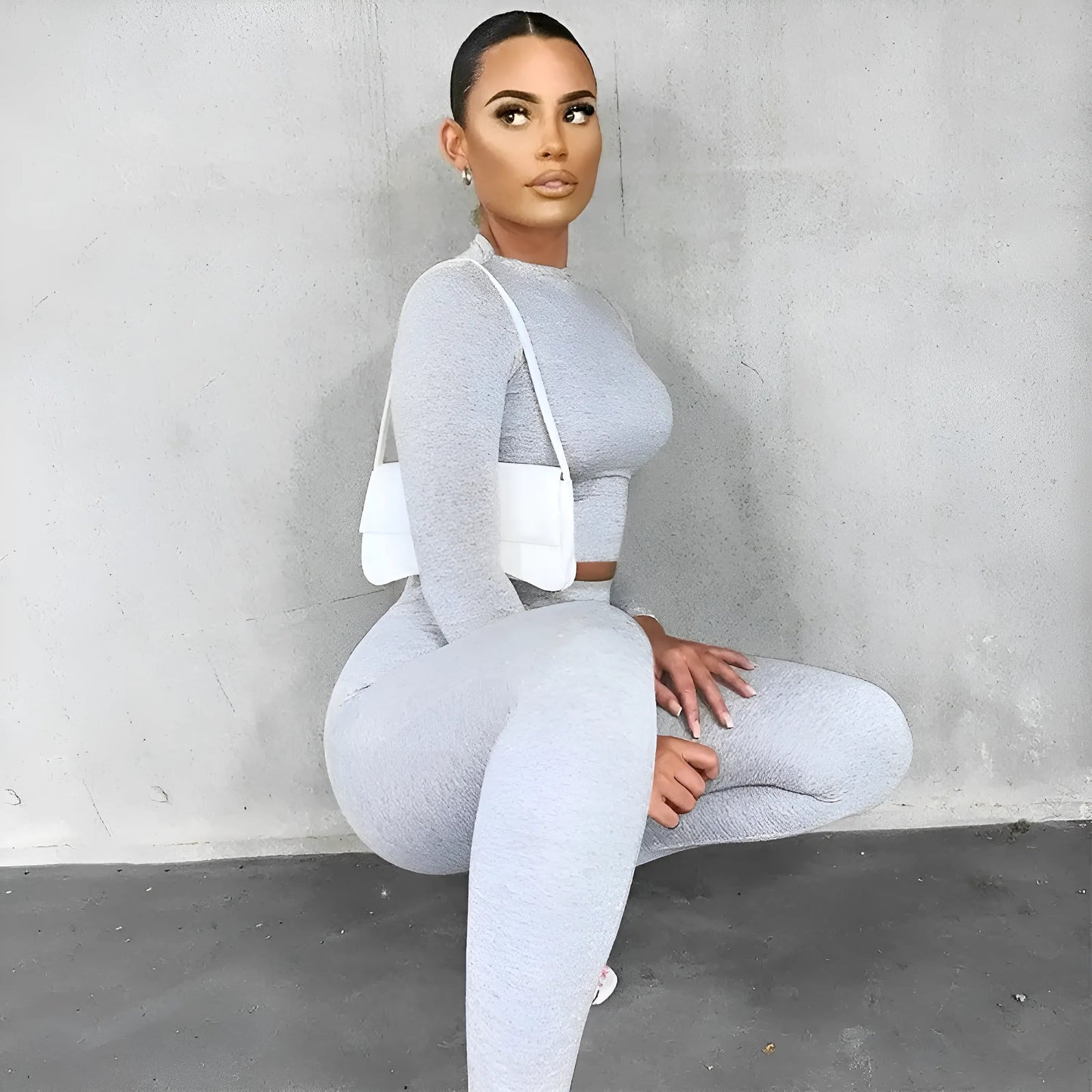 Gris Ensemble de sport ajusté