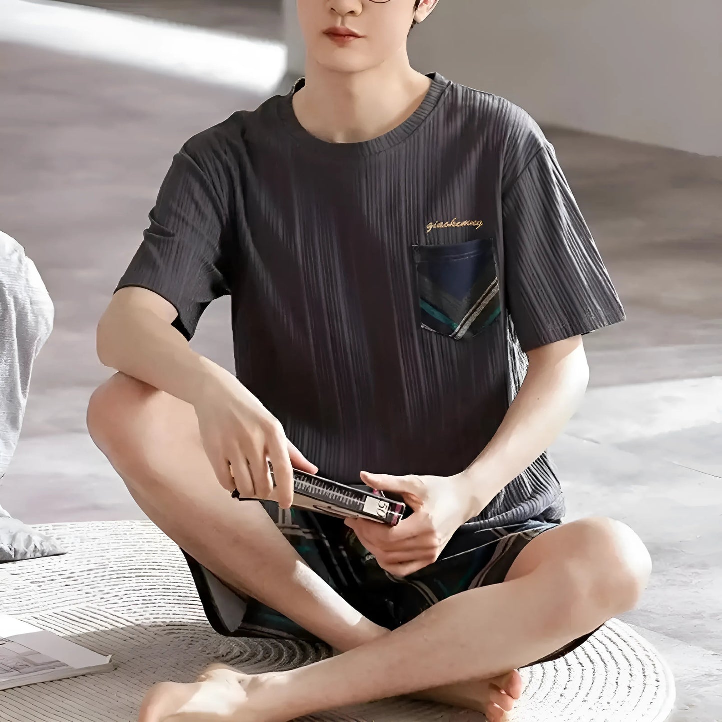 Gris foncé Pyjamas courts pour hommes