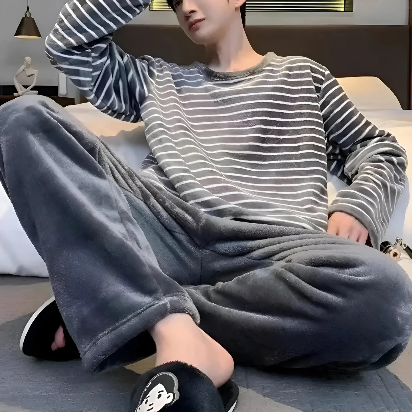 Gris foncé Pyjamas en polaire pour hommes