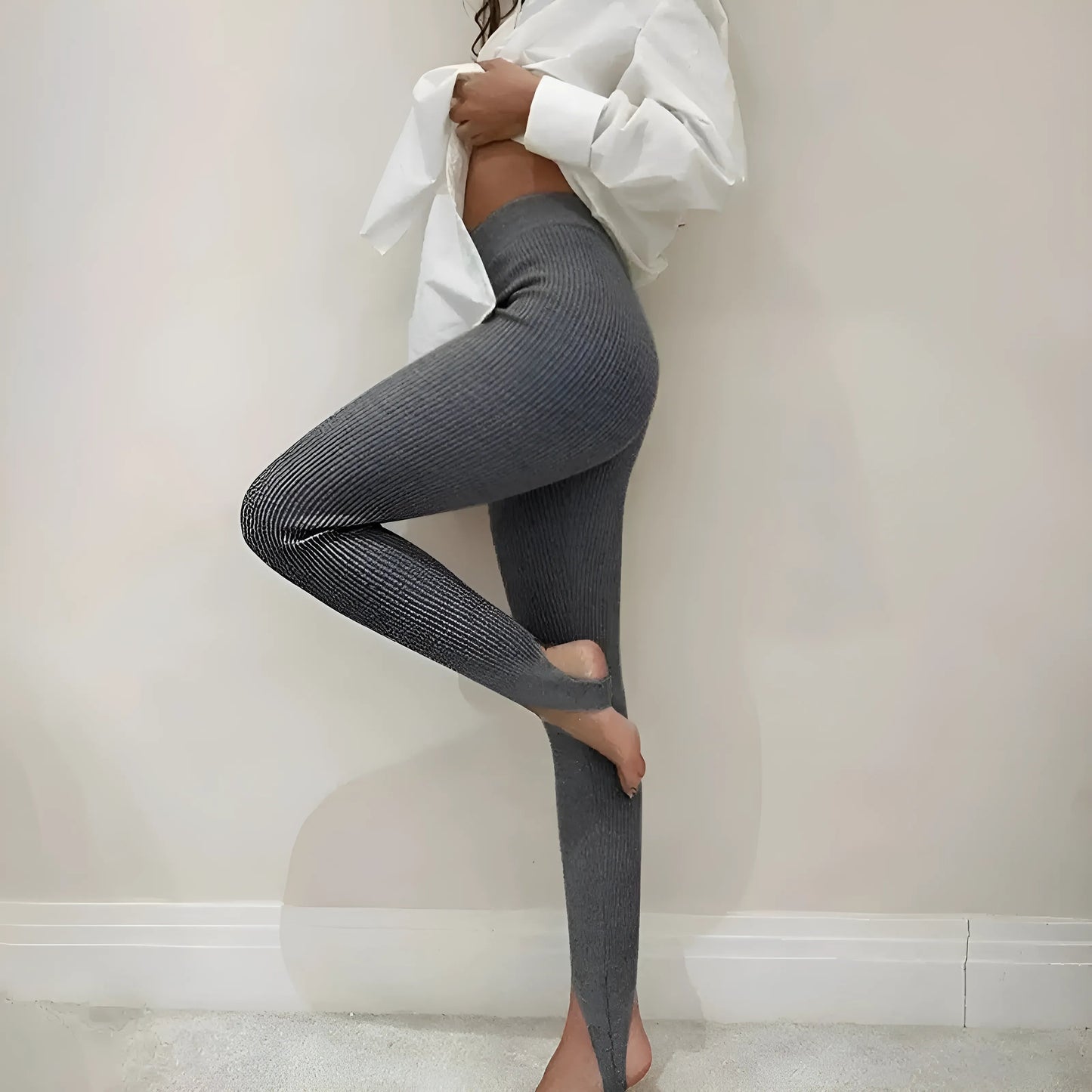 Gris Leggings côtelés pour femmes