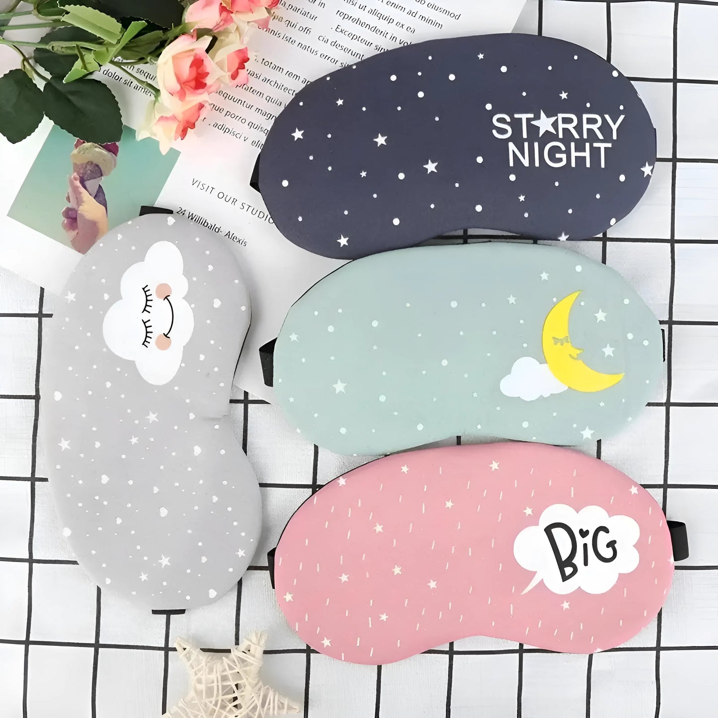 Gris Masque pour les yeux avec des motifs délicats
