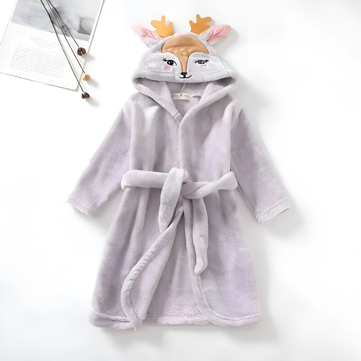 Gris Peignoir pour enfants avec motif faon