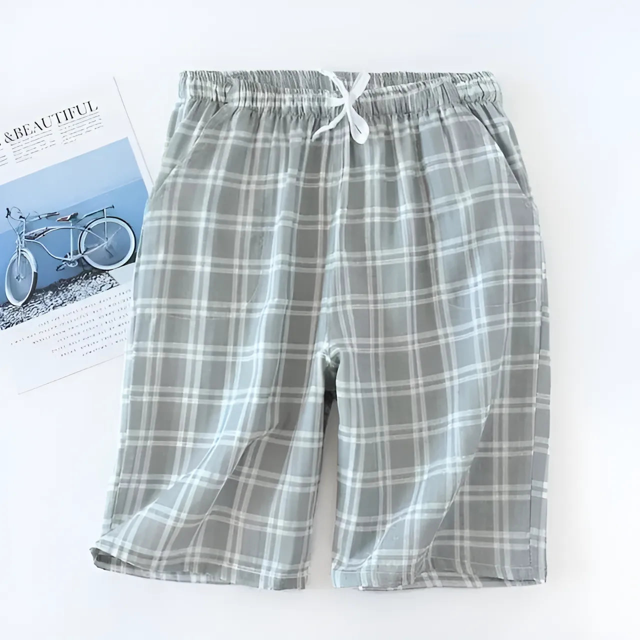 Gris Shorts de sommeil à carreaux