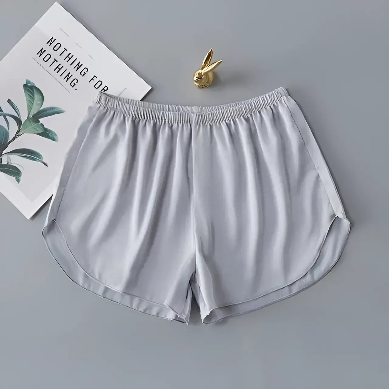 Gris Shorts de sommeil en satin