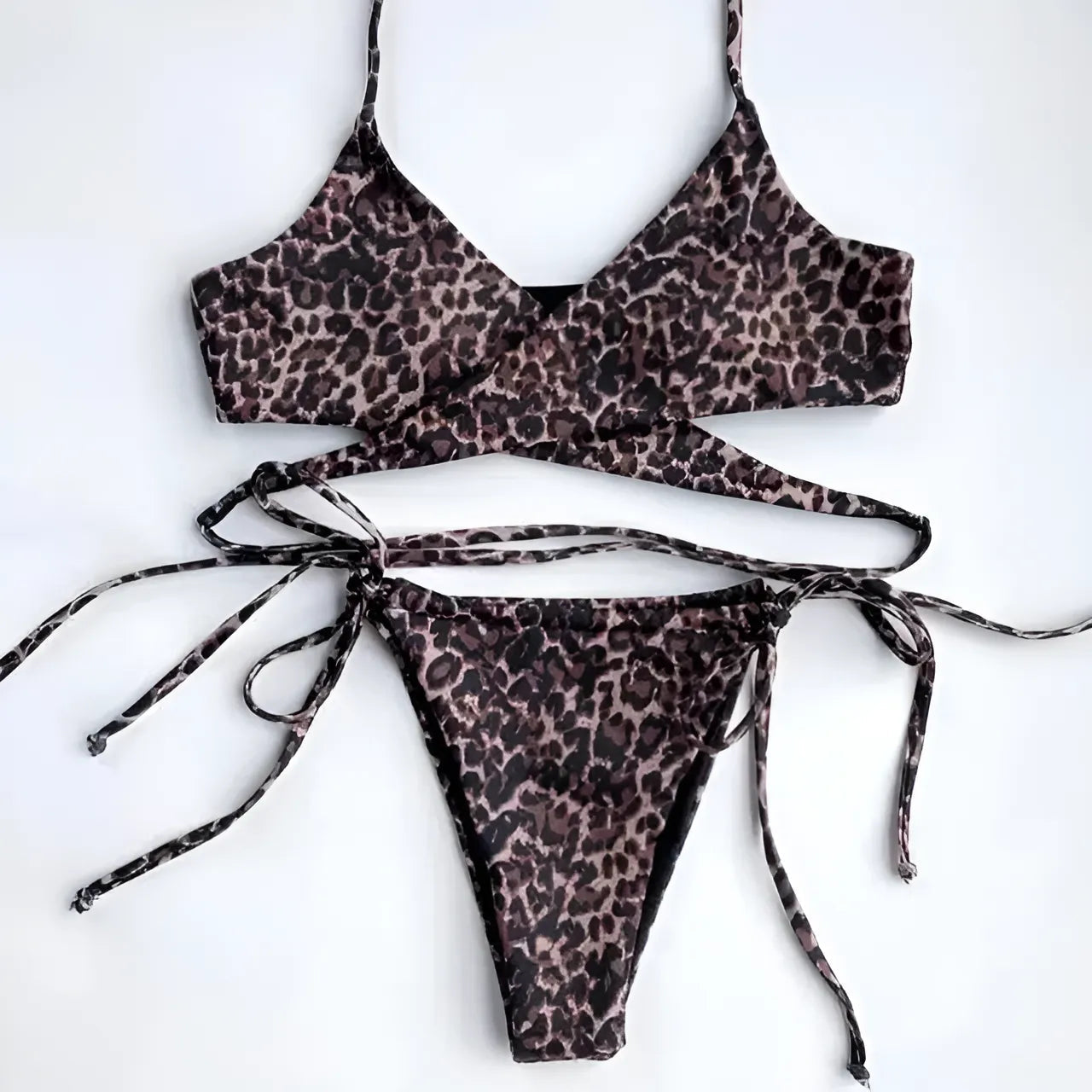 Imprimé animal Maillot de bain deux pièces avec lien pour le ventre