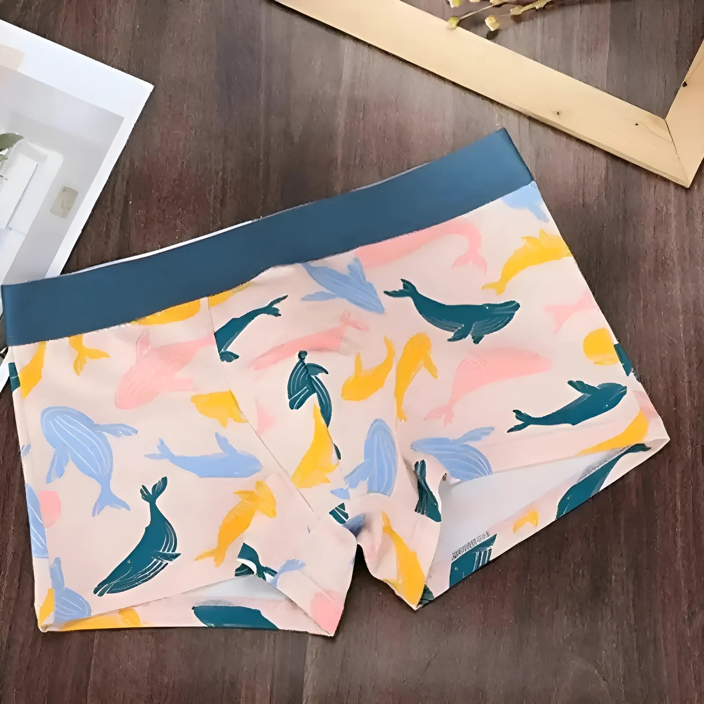 Jaune 4 pack de boxers pour hommes avec des motifs pastel