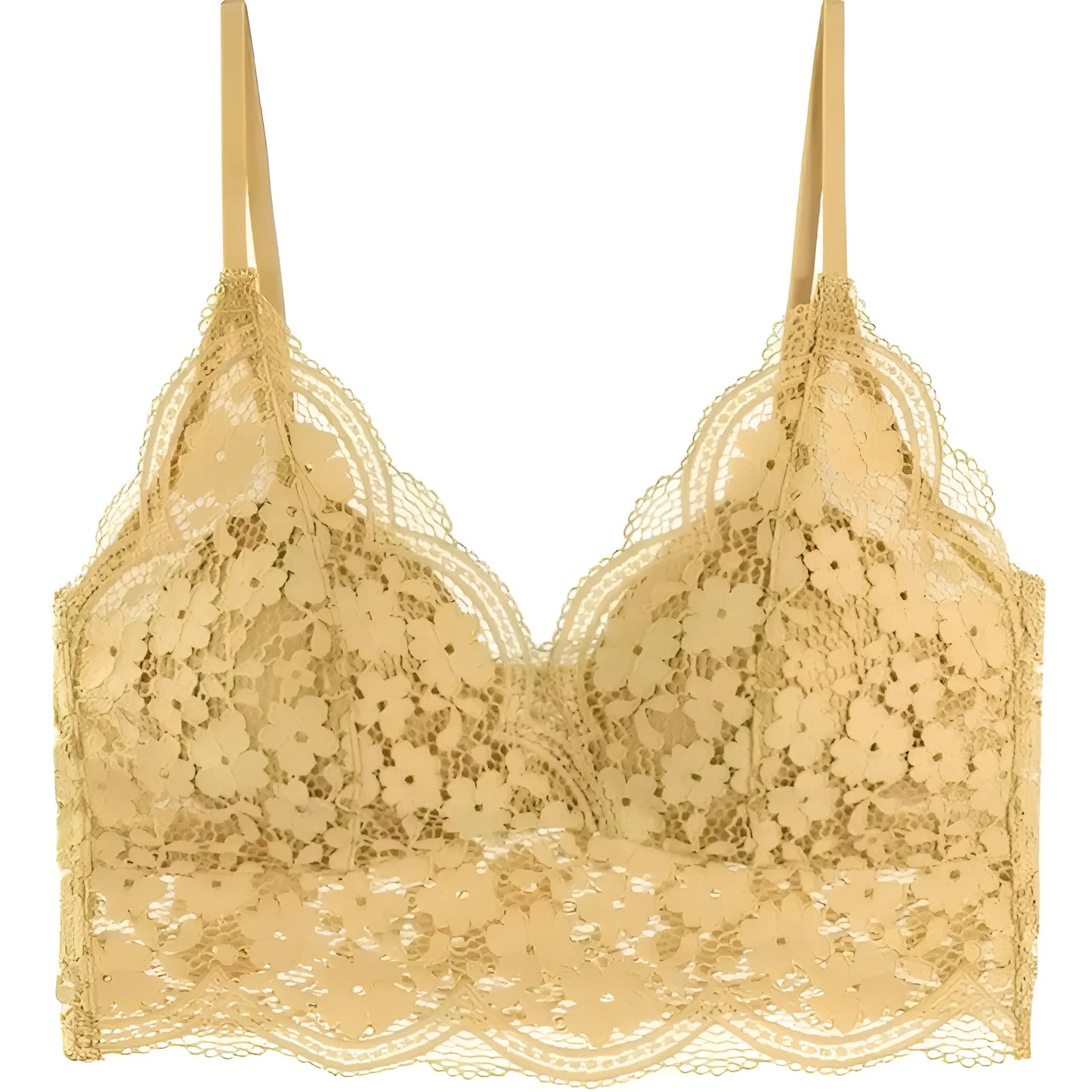 Jaune Bralette en dentelle avec fines bretelles