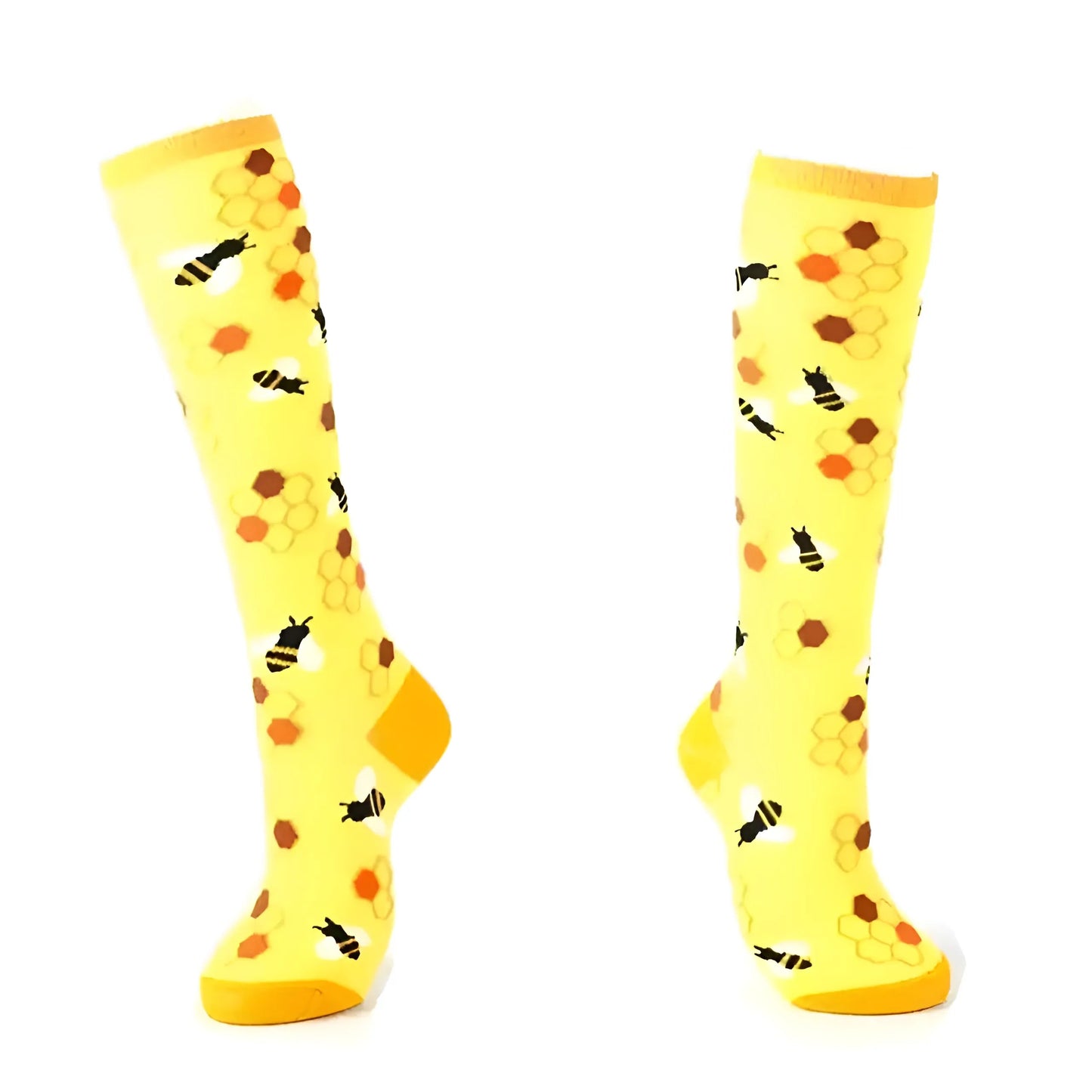 Jaune Chaussettes longues à motifs colorés