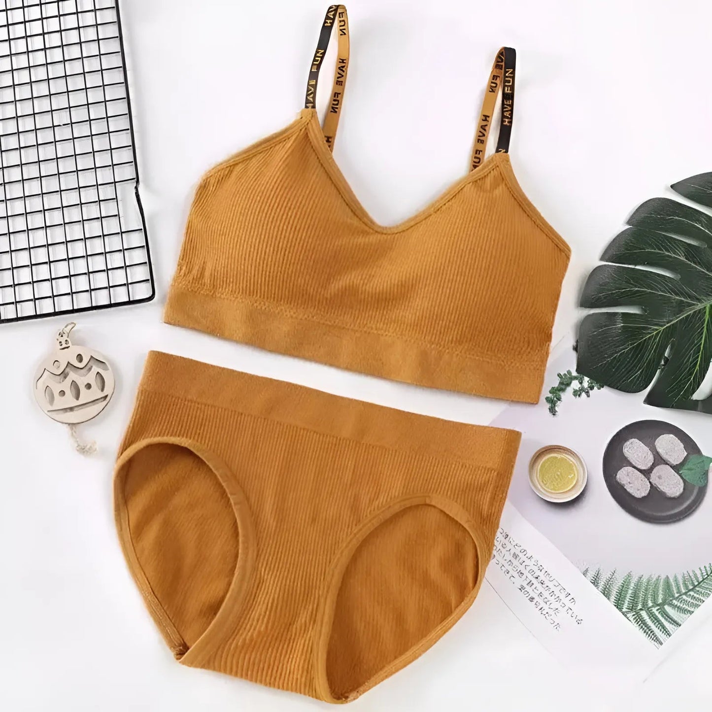 Jaune Ensemble de lingerie universel pour femmes