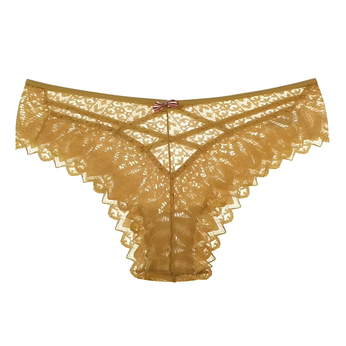 Jaune foncé Culottes en dentelle avec des bretelles