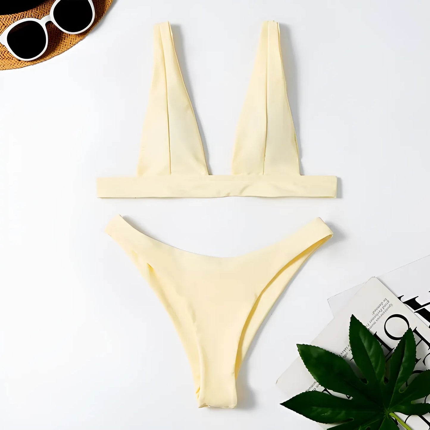 Jaune Maillot de bain universel en deux pièces
