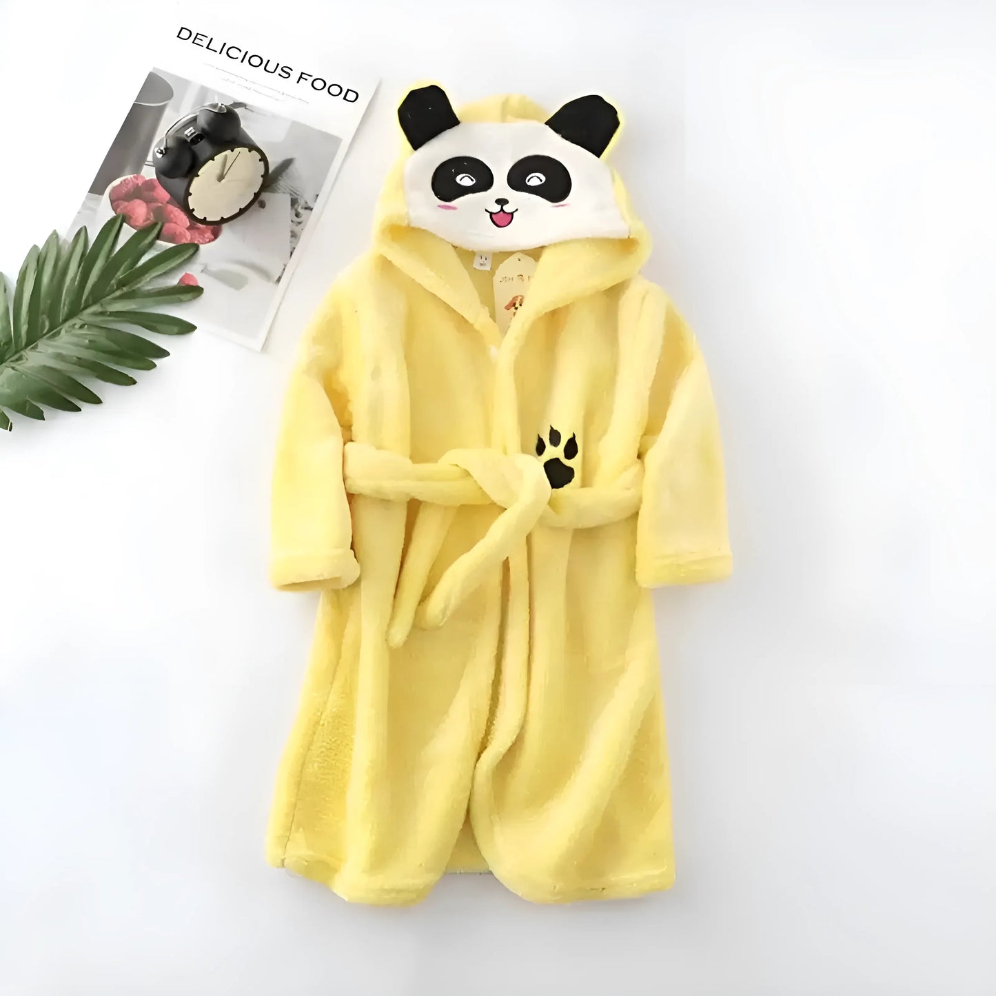 Jaune Peignoir de bain pour enfants avec imprimé panda