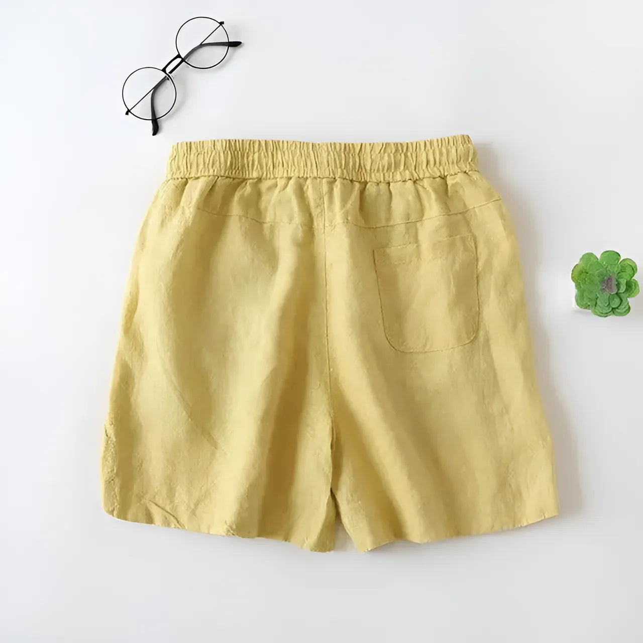 Jaune Shorts de sommeil amples avec taille à nouer