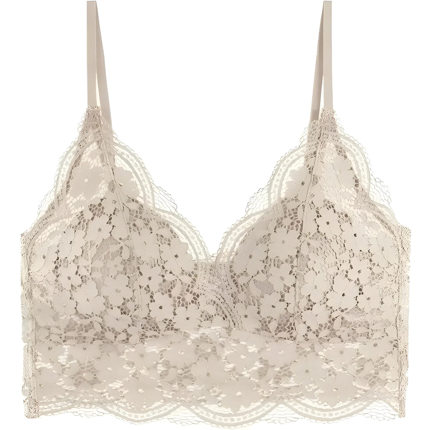 Kaki Bralette en dentelle avec fines bretelles