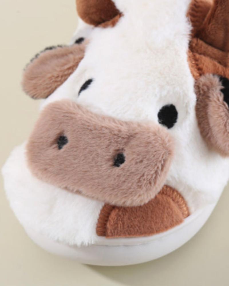Chaussons en peluche vache