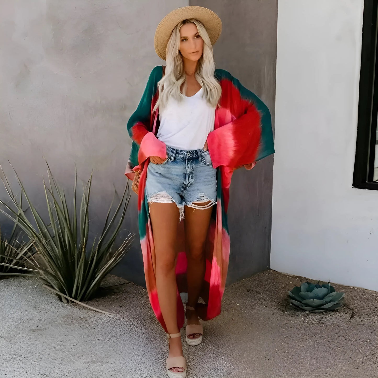 Kimono de plage rayé