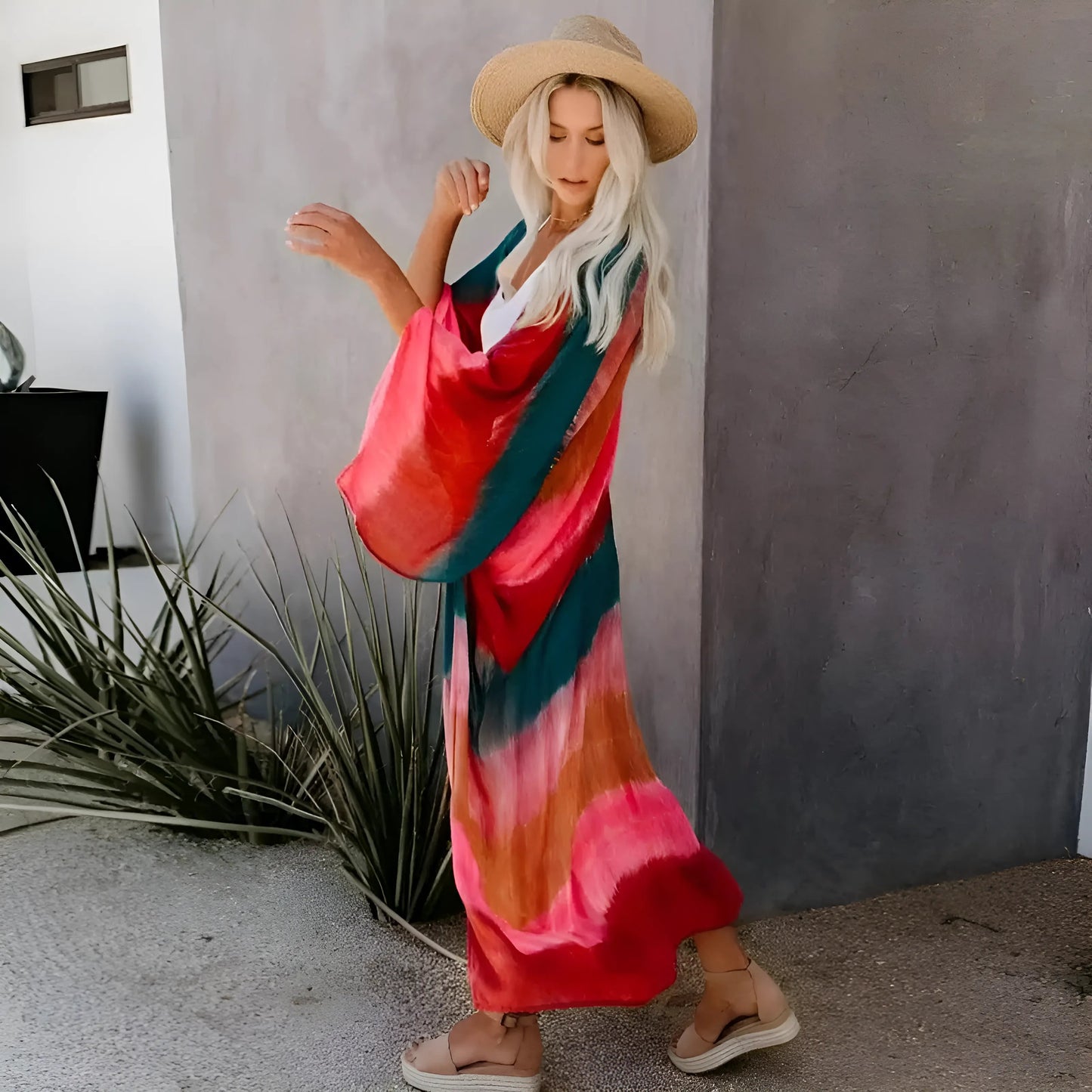 Kimono de plage rayé